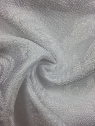 TB-FDN  提花桌布  枱布 100％滌  鬱金香-純白  花瓣紋 45度照